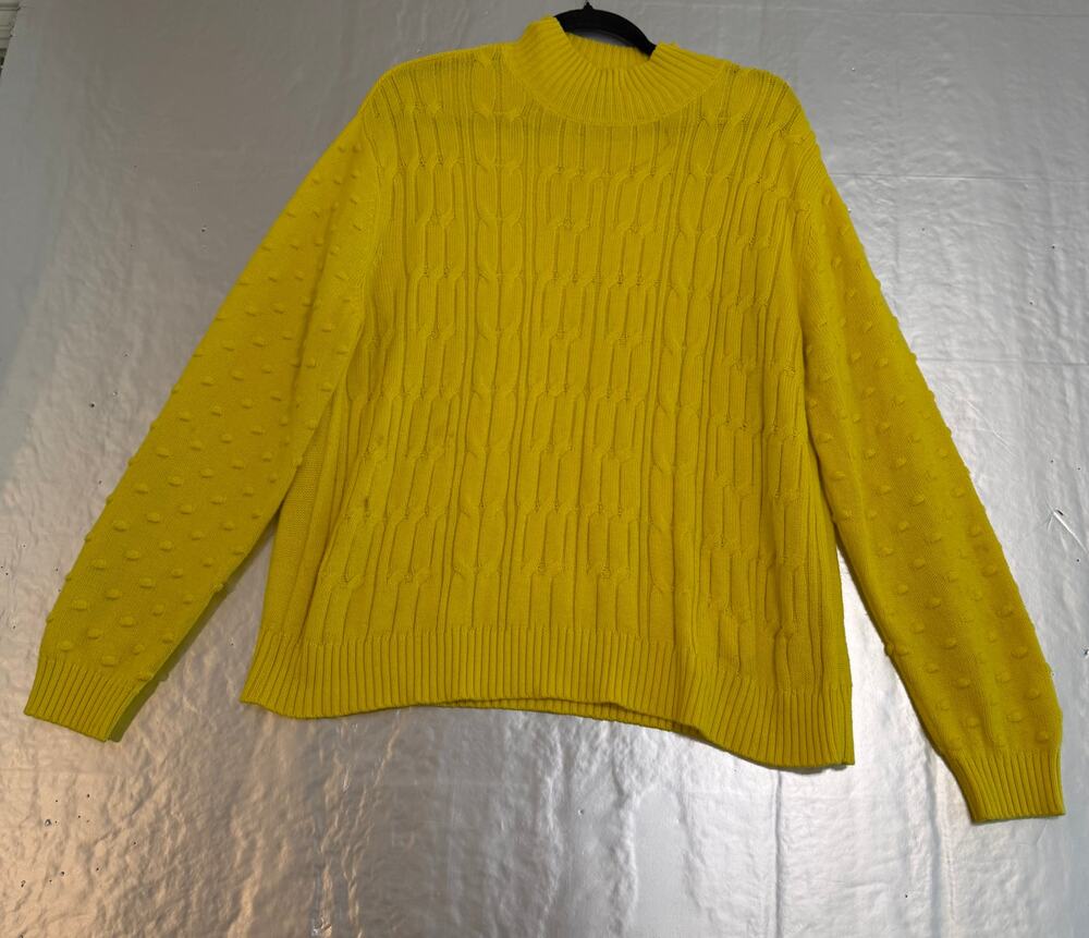 NY&Co Women’s XL Bright Yellow Cable Knit Mock Neck Sweater